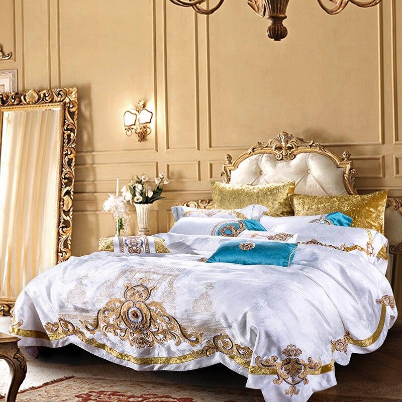 Luxury Bedding Sets Wedding Royal Cotton Stain Jacquard Bed Spread King  Queen Size