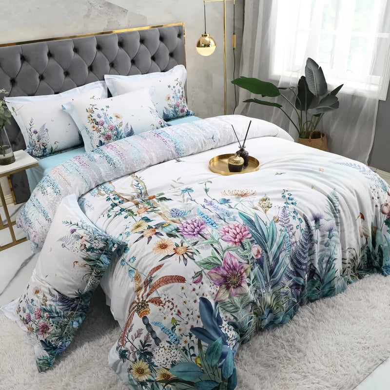 White Blossom Egyptian Cotton Bedding Set DECORATIQ | Home&Decor