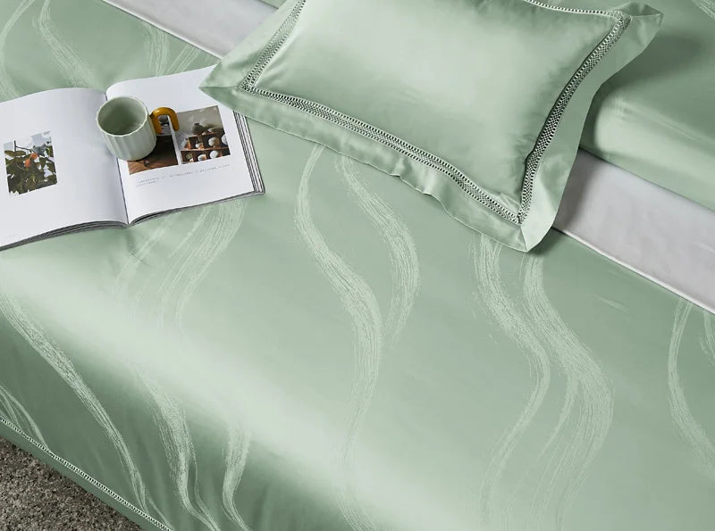 Mint Serenity Egyptian Cotton Jacquard Bedding Set DECORATIQ | Home&Decor