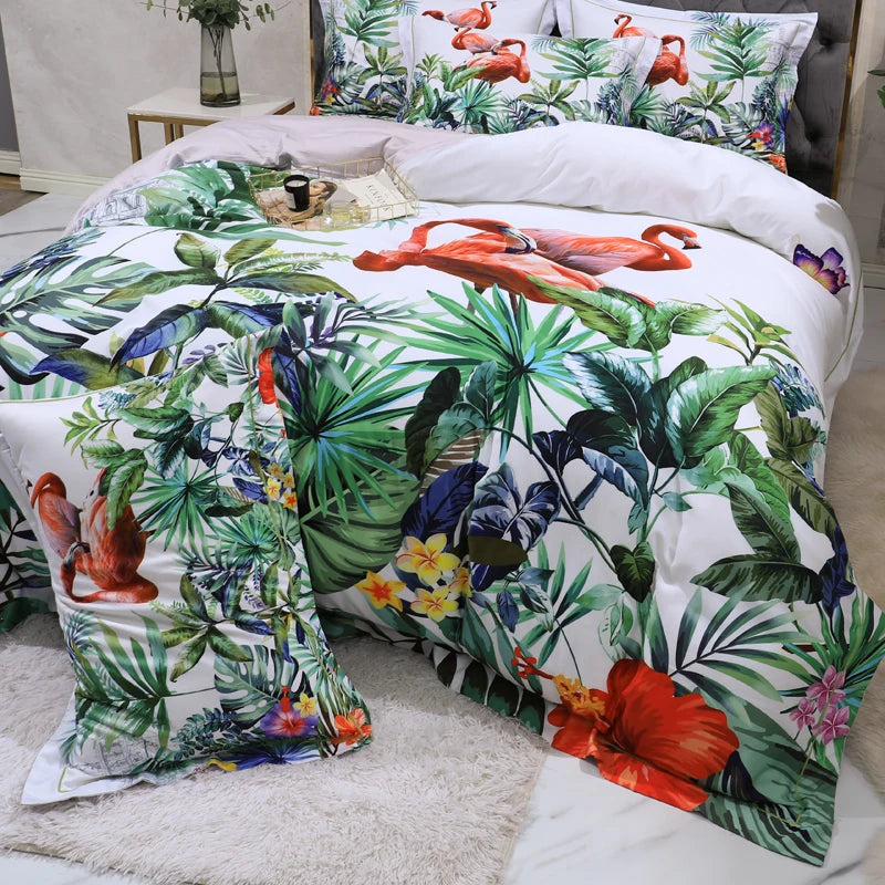 Tropical Flamingo Egyptian Cotton Bedding Set DECORATIQ | Home&Decor