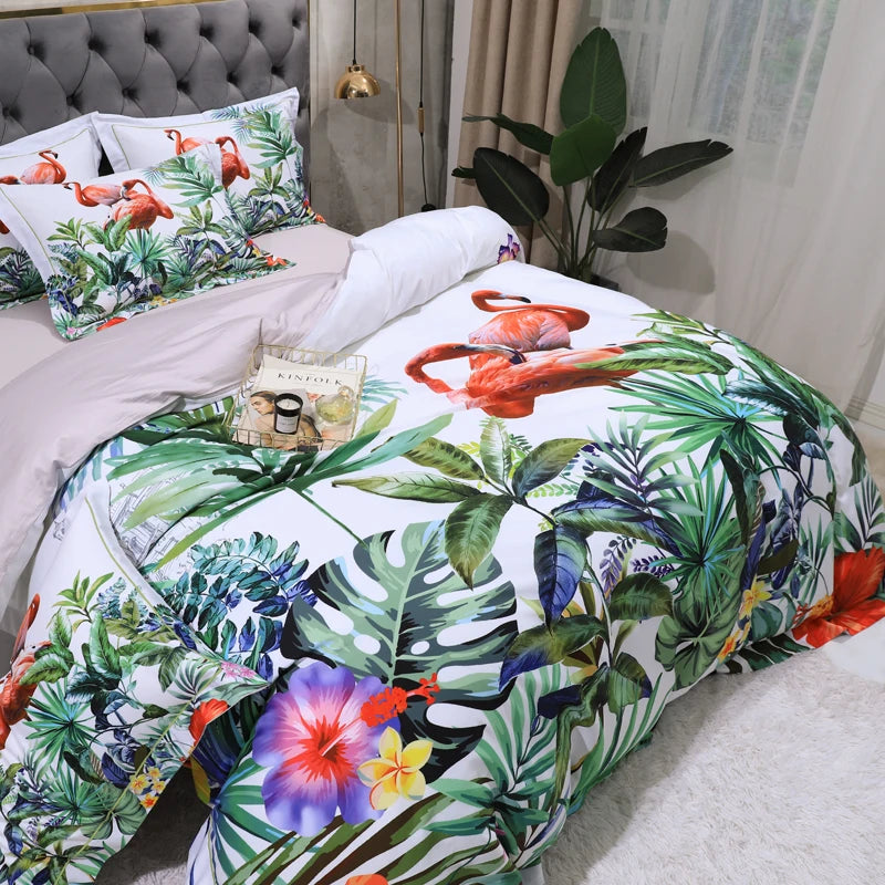 Tropical Flamingo Egyptian Cotton Bedding Set DECORATIQ | Home&Decor