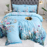 Blue Floral Egyptian Cotton Bedding Set DECORATIQ | Home&Decor