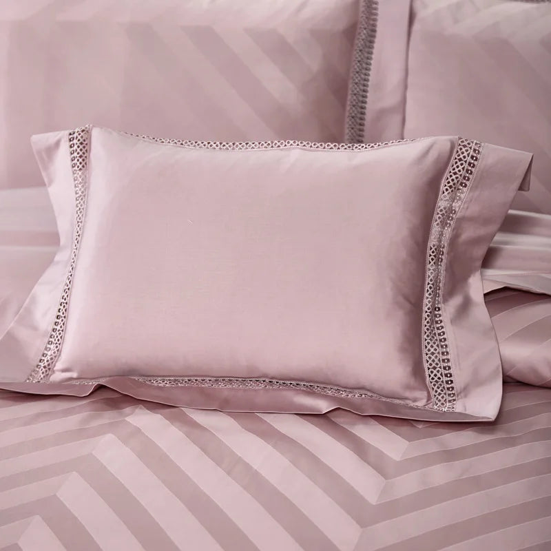 Blush Stripe Egyptian Cotton Jacquard Bedding Set DECORATIQ | Home&Decor