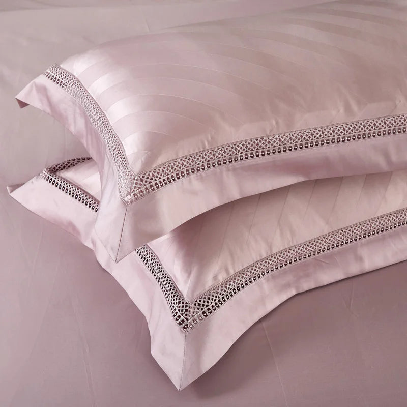 Blush Stripe Egyptian Cotton Jacquard Bedding Set DECORATIQ | Home&Decor