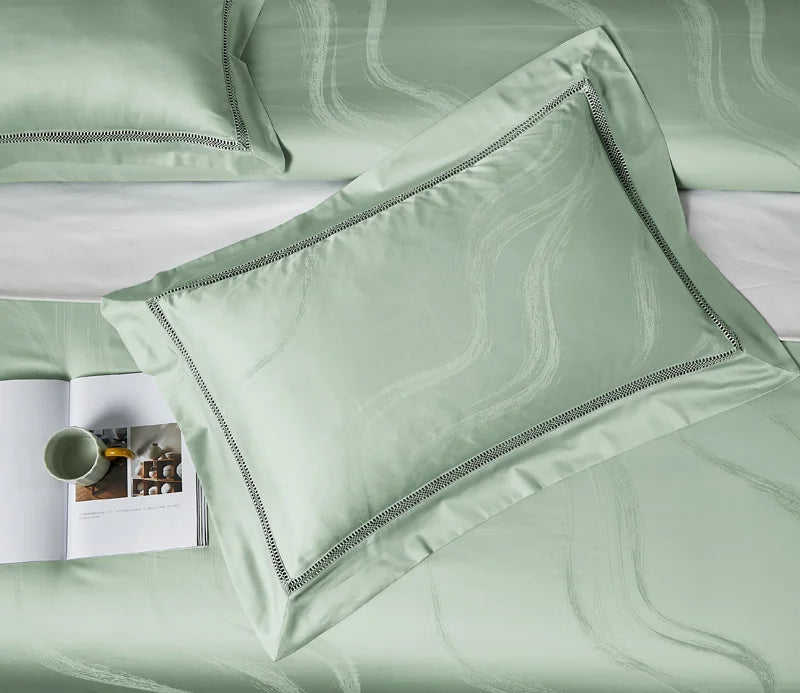 Mint Serenity Egyptian Cotton Jacquard Bedding Set DECORATIQ | Home&Decor