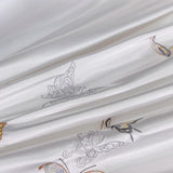 Butterfly Embroidery Silver Silk Cotton Bedding Set DECORATIQ | Home&Decor