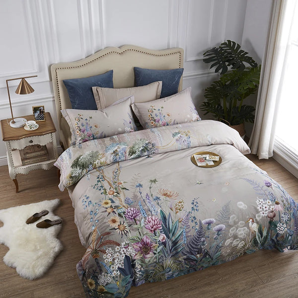 Cream Blossom Egyptian Cotton Bedding Set