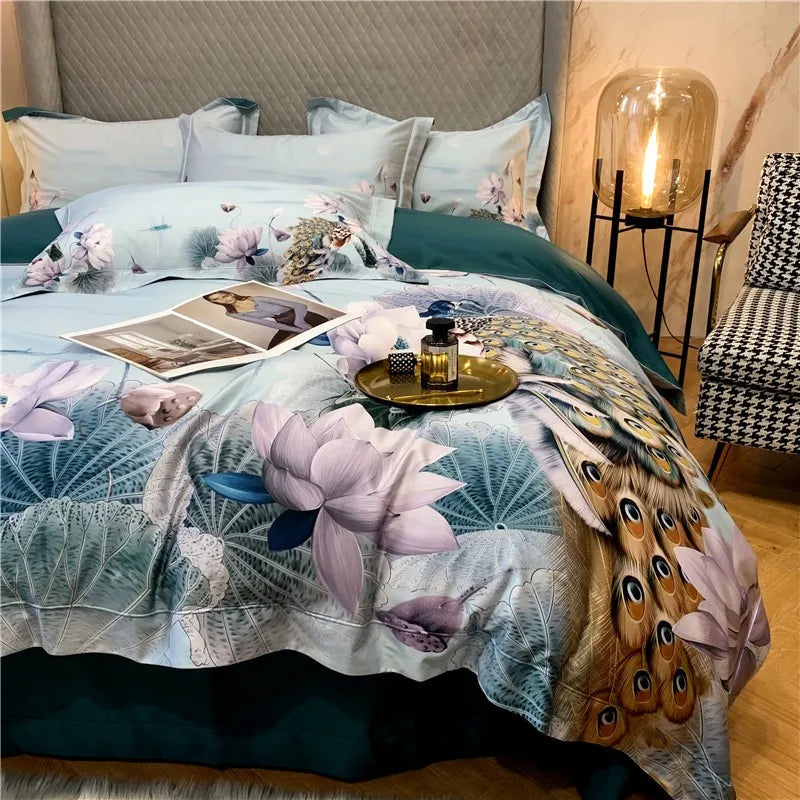 Heavenly Lotus & Peacock Egyptian Cotton Bedding DECORATIQ | Home&Decor