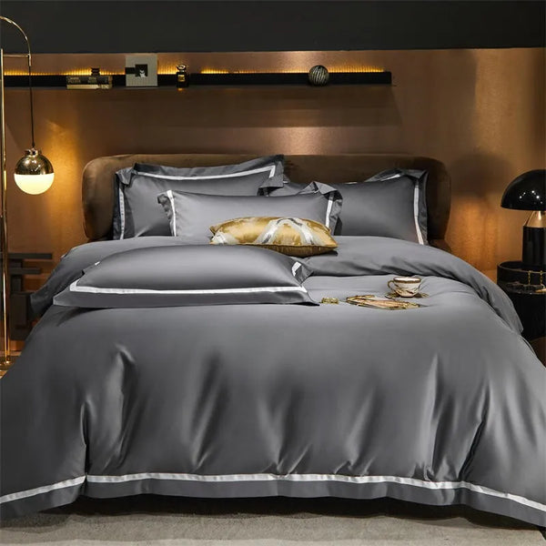 Slate Grey Cotton Bedding Ensemble