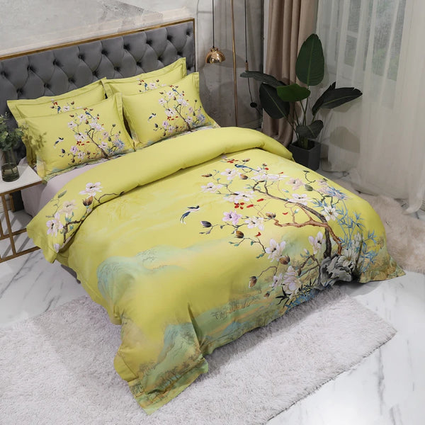 Sunny Floral Egyptian Cotton Bedding Ensemble