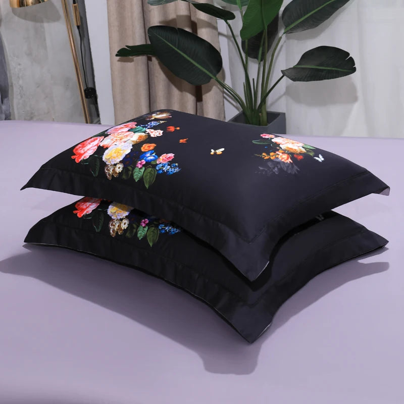 Black & Blossom Egyptian Cotton Bedding Set DECORATIQ | Home&Decor