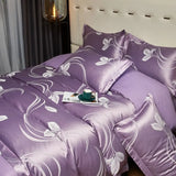 Royal Amethyst Jacquard Satin Cotton Bedding Set DECORATIQ | Home&Decor