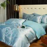 Azure Jacquard Satin Cotton Bedding Set DECORATIQ | Home&Decor