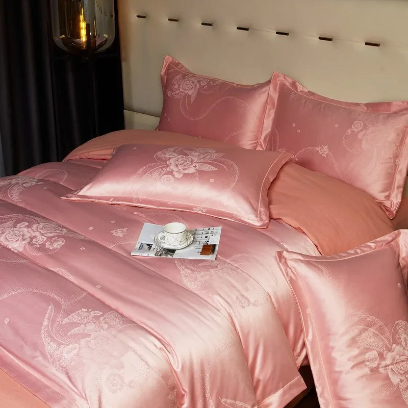 Rose Jacquard Satin Cotton Bedding Ensemble DECORATIQ | Home&Decor