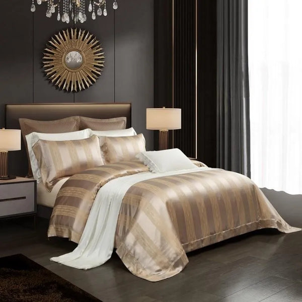 Opulent Dark Gold Silk Bedding Set