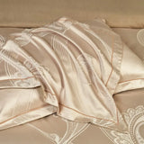 Golden Glow Jacquard Satin Cotton Bedding Set DECORATIQ | Home&Decor