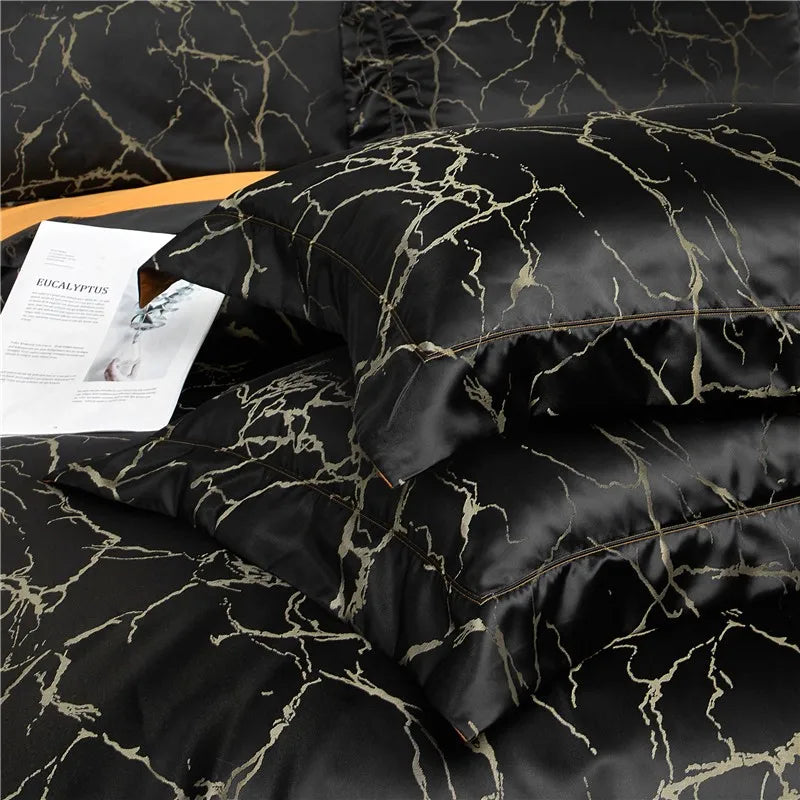 Black & Gold Crackle Luxury Bedding Set DECORATIQ | Home&Decor