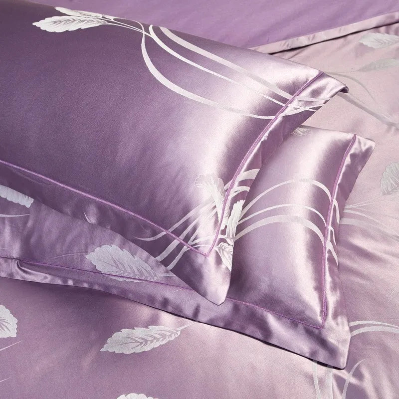 Royal Amethyst Jacquard Satin Cotton Bedding Set DECORATIQ | Home&Decor