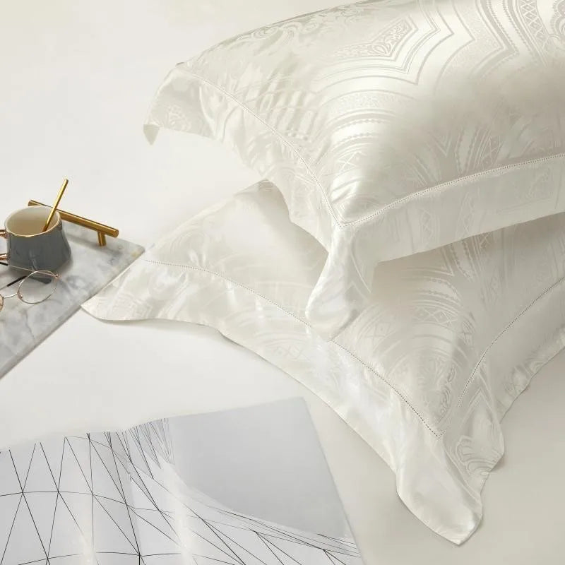 Luminous Silver Silk Bedding Set DECORATIQ | Home&Decor