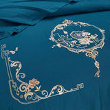 Royal Blue Cotton Bedding Set with Gold Embroidery DECORATIQ | Home&Decor