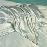 Mint Elegance Jacquard Satin Cotton Bedding Set DECORATIQ | Home&Decor