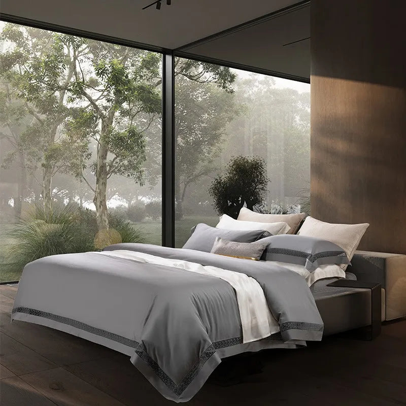 Gray Egyptian Cotton Luxe Bedding Set DECORATIQ | Home&Decor