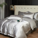 Lustrous Metallic Jacquard Satin Cotton Bed Set DECORATIQ | Home&Decor