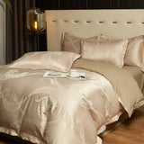 Golden Glow Jacquard Satin Cotton Bedding Set DECORATIQ | Home&Decor