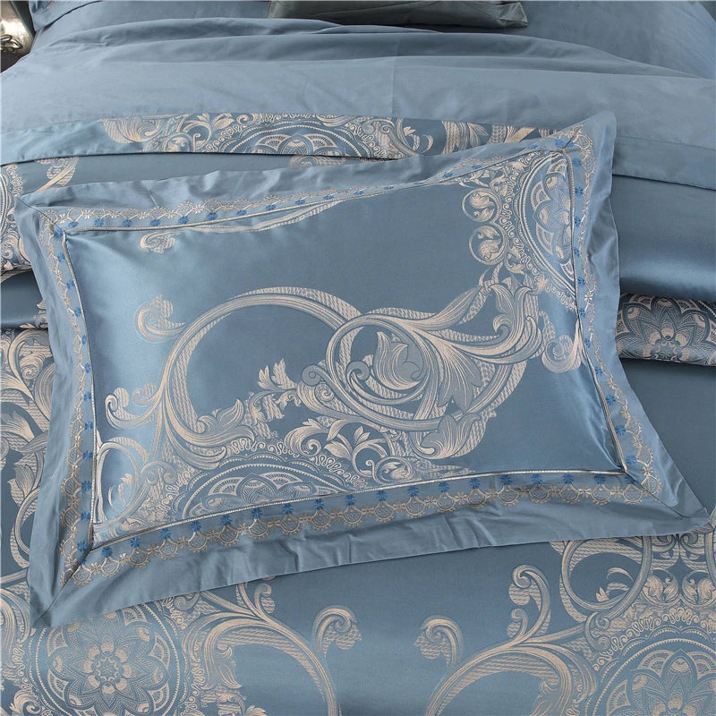 Azure Gold Jacquard Dreams Bedding Set DECORATIQ | Home&Decor