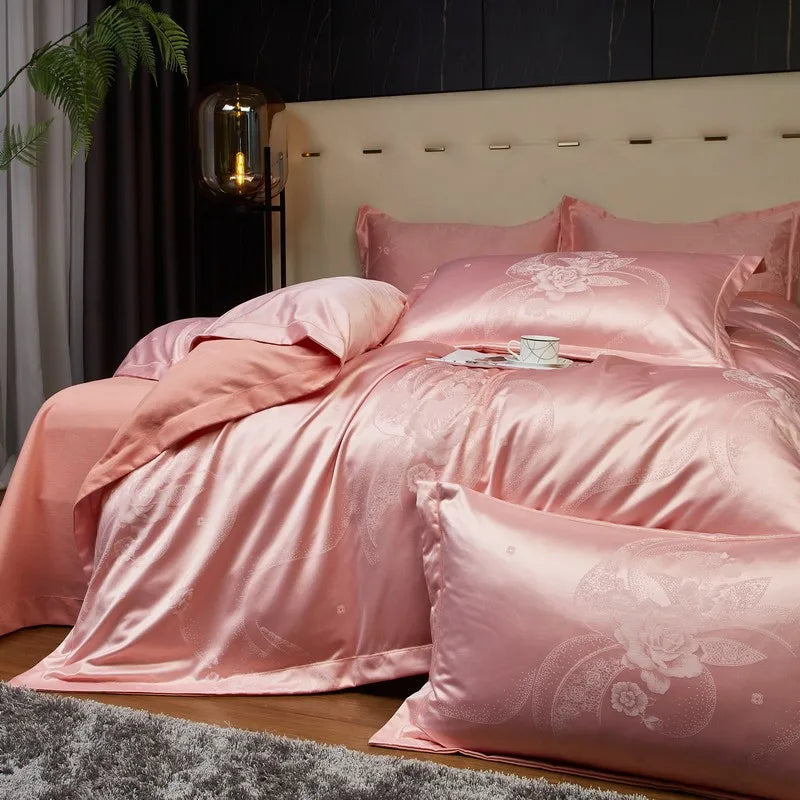 Rose Jacquard Satin Cotton Bedding Ensemble DECORATIQ | Home&Decor