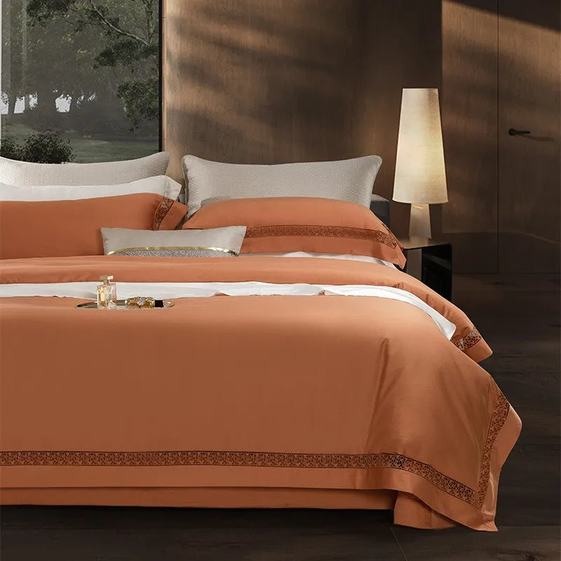 Sunset Orange Egyptian Cotton Comfort Bedding Set DECORATIQ | Home&Decor