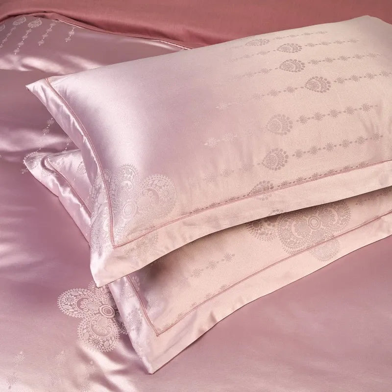 Gentle Blossom Jacquard Satin Cotton Bed Set DECORATIQ | Home&Decor