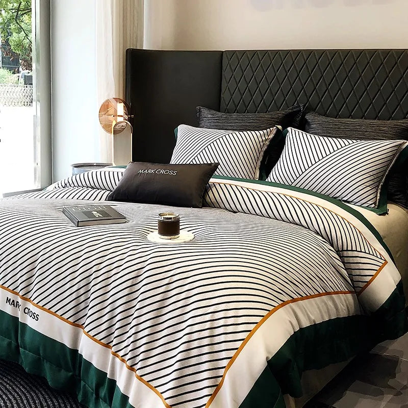 Green & Black Pinstripe Comfort DECORATIQ | Home&Decor