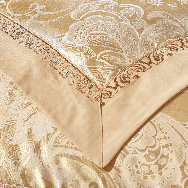 Golden Glow Jacquard Duvet Set DECORATIQ | Home&Decor