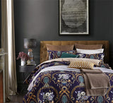 Royal Blue & Beige Patterned Egyptian Cotton Bedding DECORATIQ | Home&Decor