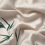 Cream Cotton Bedding Set with Green Bamboo Embroidery DECORATIQ | Home&Decor