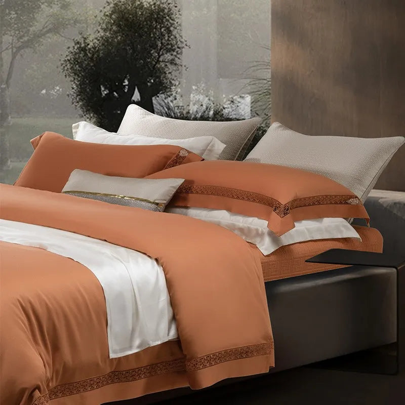 Sunset Orange Egyptian Cotton Comfort Bedding Set DECORATIQ | Home&Decor