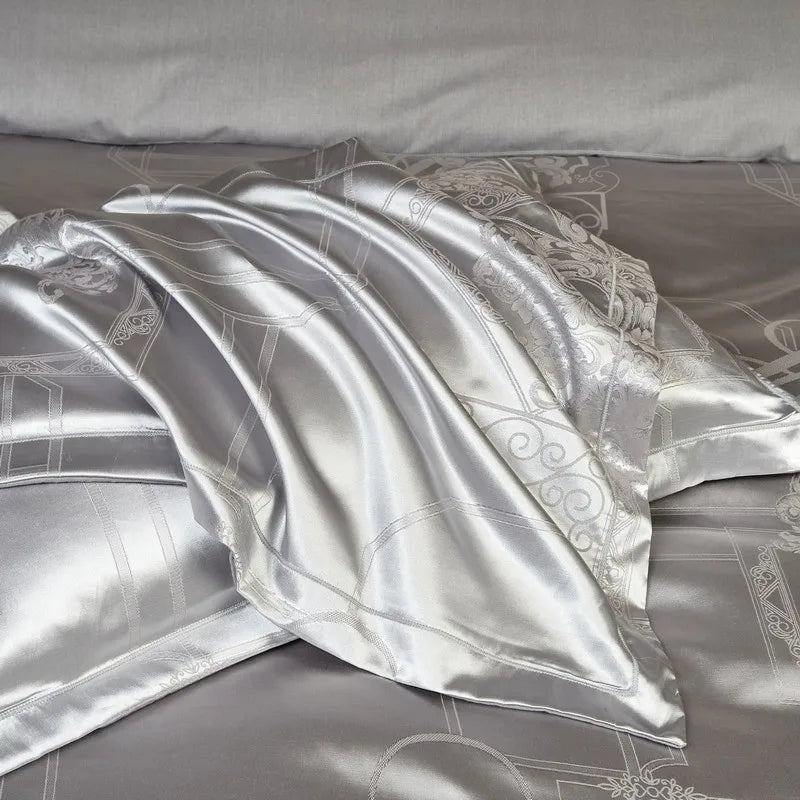 Lustrous Metallic Jacquard Satin Cotton Bed Set DECORATIQ | Home&Decor