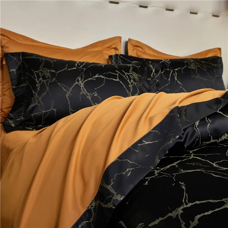 Black & Gold Crackle Luxury Bedding Set DECORATIQ | Home&Decor