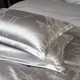 Lustrous Metallic Jacquard Satin Cotton Bed Set DECORATIQ | Home&Decor