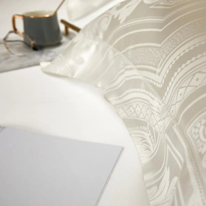 Luminous Silver Silk Bedding Set DECORATIQ | Home&Decor