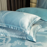 Azure Jacquard Satin Cotton Bedding Set DECORATIQ | Home&Decor