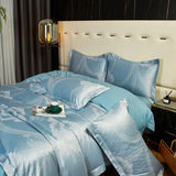 Azure Jacquard Satin Cotton Bedding Set DECORATIQ | Home&Decor