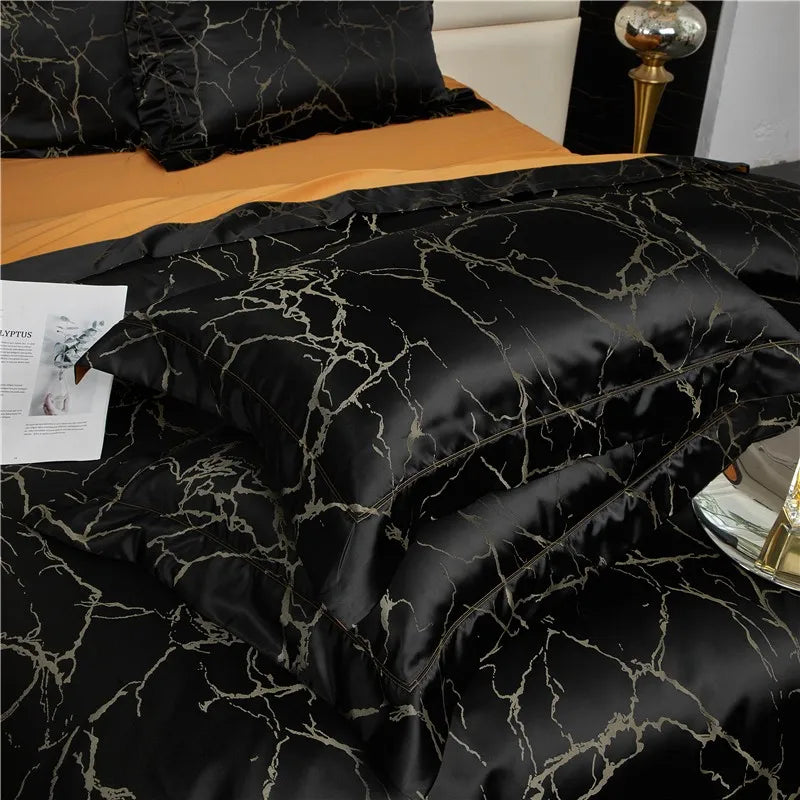 Black & Gold Crackle Luxury Bedding Set DECORATIQ | Home&Decor