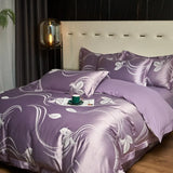 Royal Amethyst Jacquard Satin Cotton Bedding Set DECORATIQ | Home&Decor