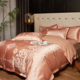 Juicy Peach Jacquard Satin Cotton Bed Ensemble DECORATIQ | Home&Decor