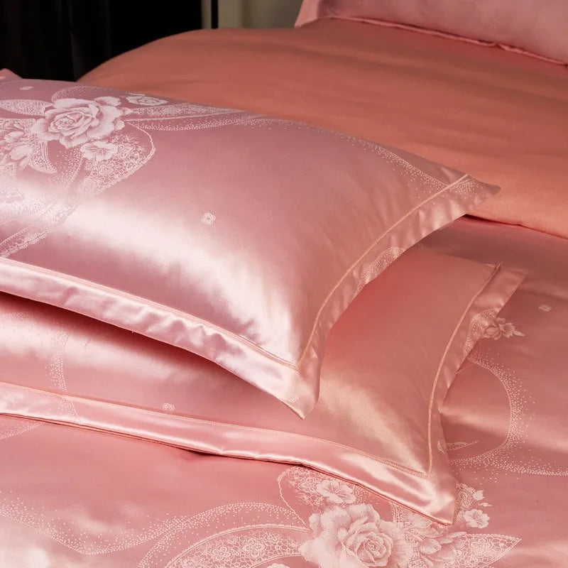 Rose Jacquard Satin Cotton Bedding Ensemble DECORATIQ | Home&Decor