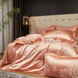 Juicy Peach Jacquard Satin Cotton Bed Ensemble DECORATIQ | Home&Decor