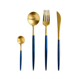 Arya Blue Gold Flatware DECORATIQ | Home&Decor