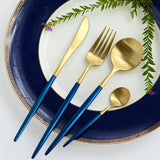 Arya Blue Gold Flatware DECORATIQ | Home&Decor